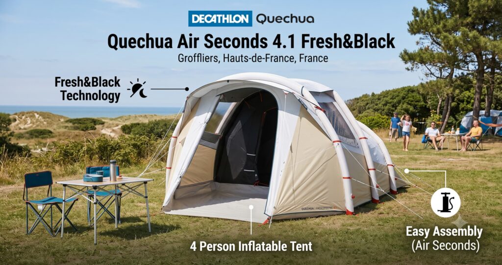 Tente gonflable camping : laquelle choisir en 2026 ? 9 Quechua Air Seconds 4.1 Fresh&Black
