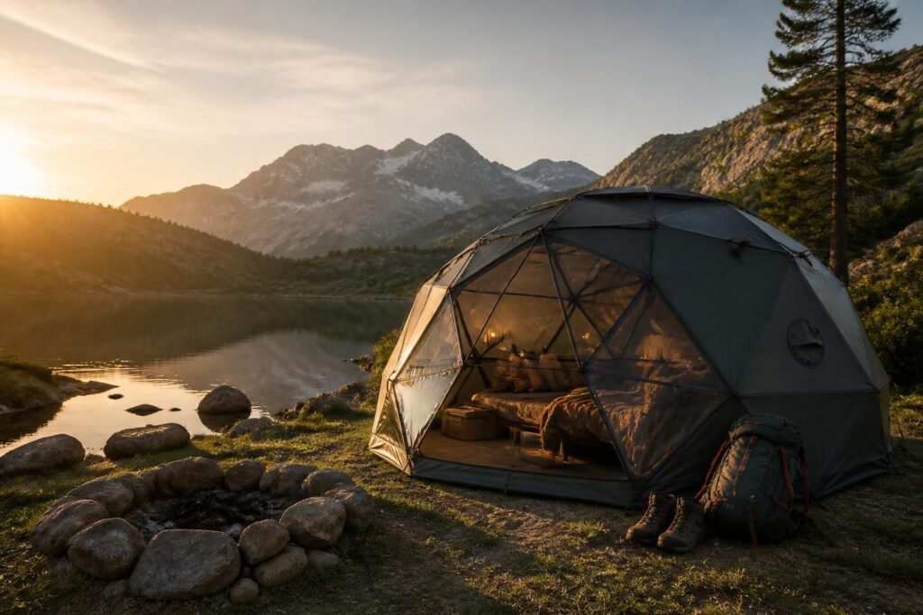 découvrez la tente géodésique, la solution parfaite pour vos aventures en plein air alliant robustesse, légèreté et simplicité de montage. vivez l'aventure en toute sérénité !