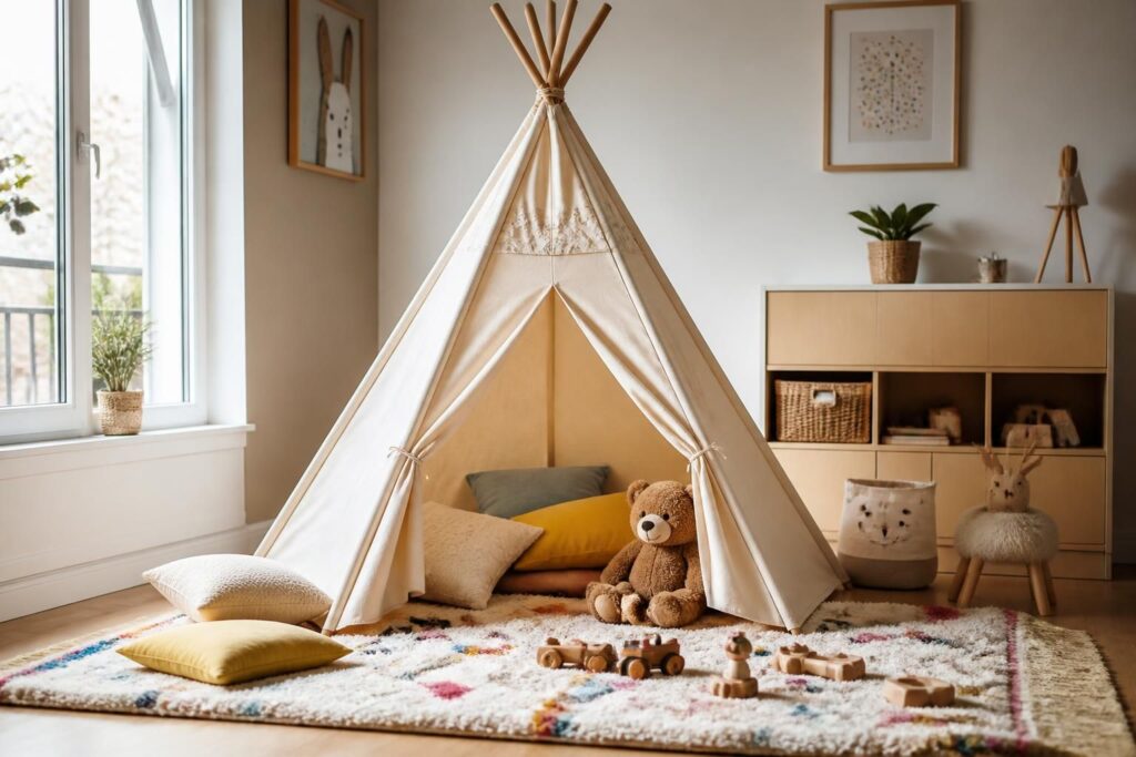 découvrez nos tentes tipi, l'espace de jeu idéal pour vos enfants alliant originalité et confort, parfait pour créer un coin ludique et tendance dans leur chambre ou jardin.