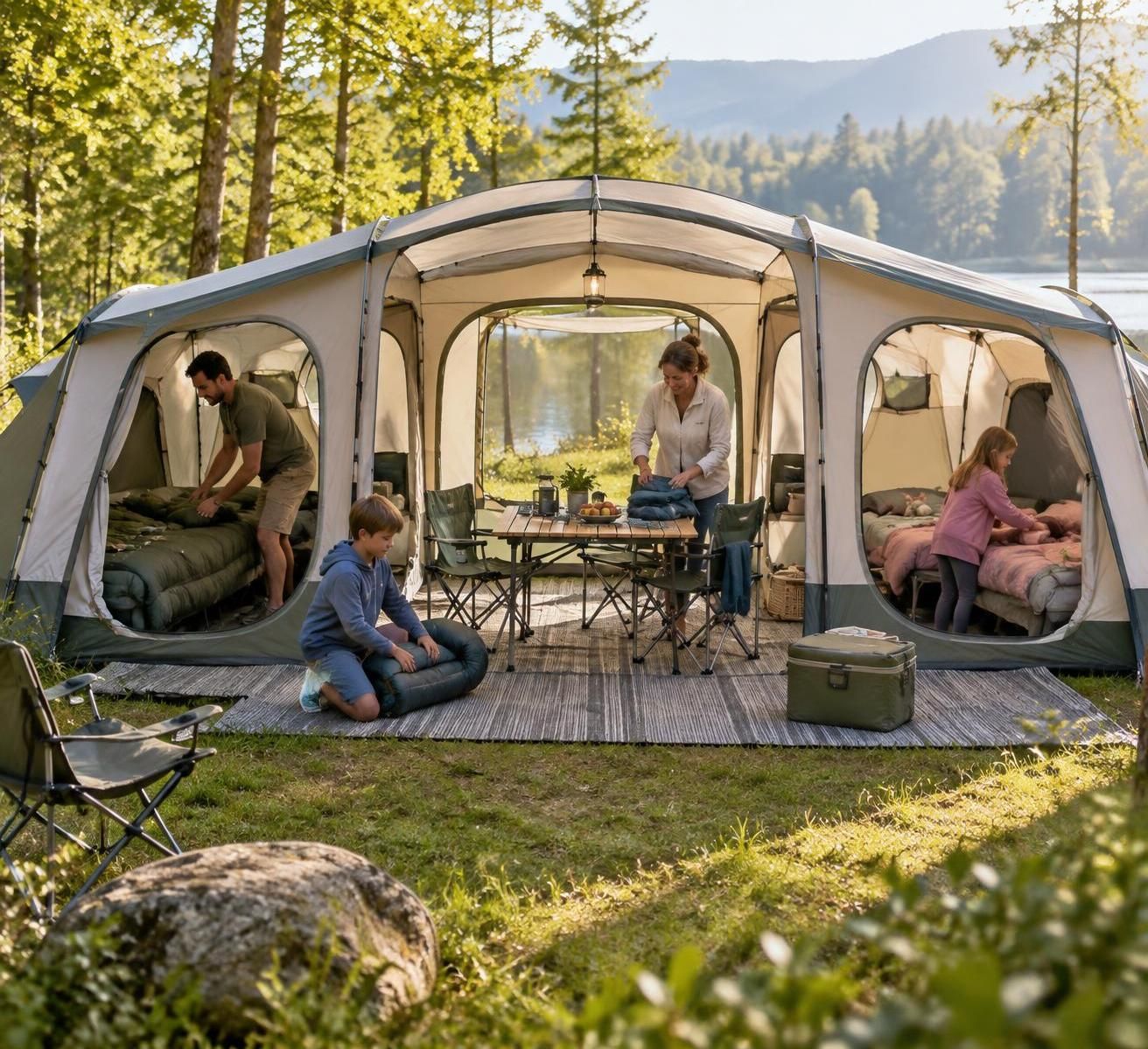 Tente de camping 3 chambres : profitez d’un espace familial confortable en plein air 13 découvrez la tente de camping 3 chambres, idéale pour partager des séjours en plein air en famille avec confort, espace et intimité.