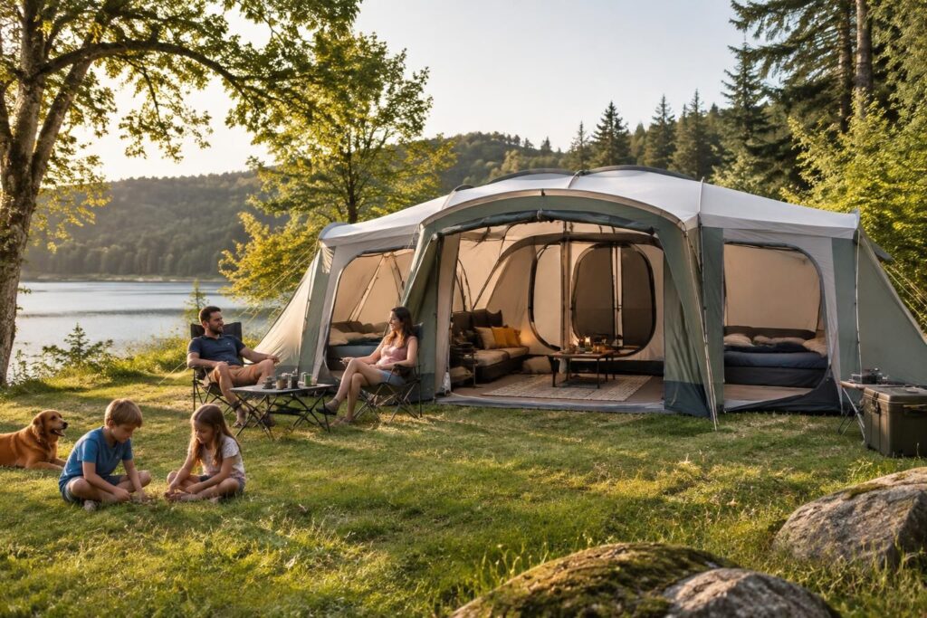 découvrez la tente de camping 3 chambres, idéale pour des vacances en famille : profitez d’un espace confortable, pratique et convivial en plein air.